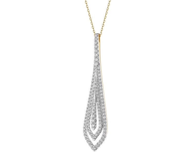 14 K Rhodium-Plated Yellow Gold Necklace with Diamonds - 0,52 ct - fineness 14 K