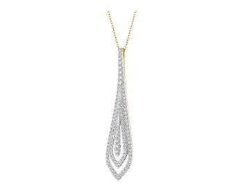 14 K Rhodium-Plated Yellow Gold Necklace with Diamonds - 0,52 ct - fineness 14 K