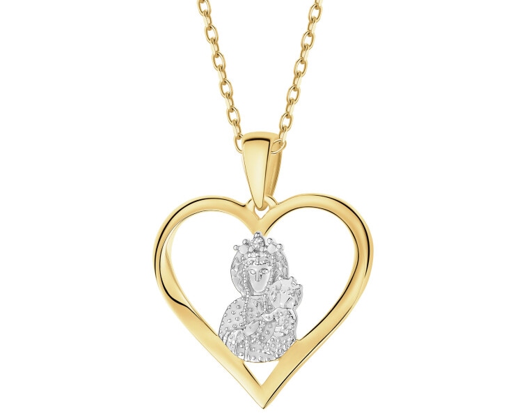 9 K Rhodium-Plated Yellow Gold Pendant with Diamond - 0,003 ct - fineness 9 K