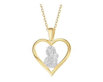 9 K Rhodium-Plated Yellow Gold Pendant with Diamond - 0,003 ct - fineness 9 K