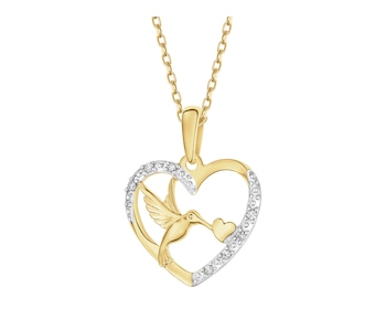 14 K Rhodium-Plated Yellow Gold Pendant with Diamonds - 0,03 ct - fineness 14 K