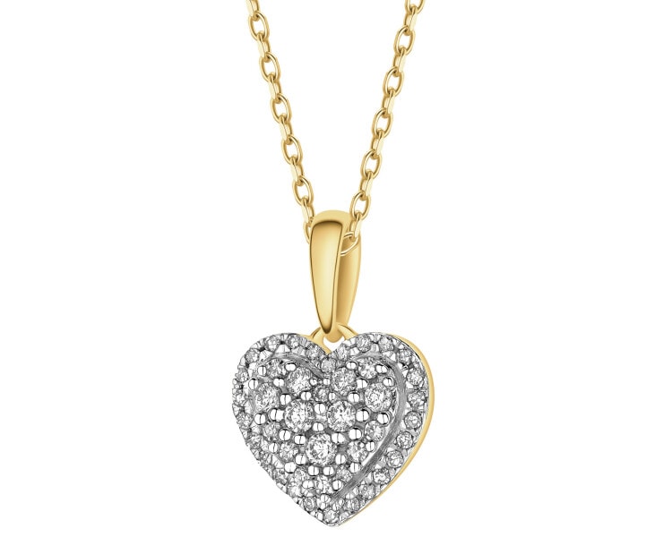 14 K Rhodium-Plated Yellow Gold Pendant with Diamonds - 0,15 ct - fineness 14 K