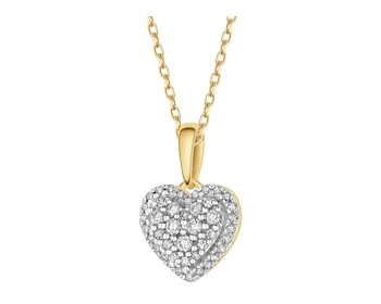 14 K Rhodium-Plated Yellow Gold Pendant with Diamonds - 0,15 ct - fineness 14 K