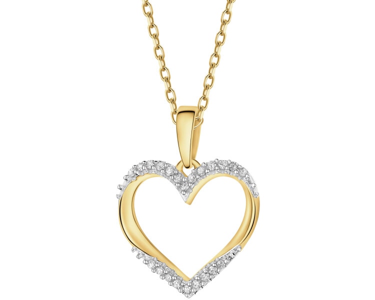 14 K Rhodium-Plated Yellow Gold Pendant with Diamonds - 0,05 ct - fineness 14 K