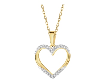 14 K Rhodium-Plated Yellow Gold Pendant with Diamonds - 0,05 ct - fineness 14 K