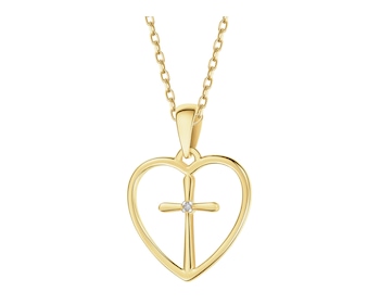 14 K Rhodium-Plated Yellow Gold Pendant with Diamond - 0,002 ct - fineness 14 K