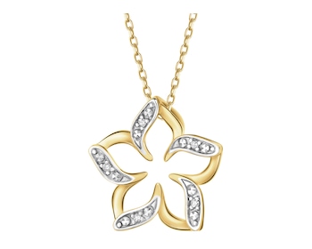 14 K Rhodium-Plated Yellow Gold Pendant with Diamonds - 0,02 ct - fineness 14 K