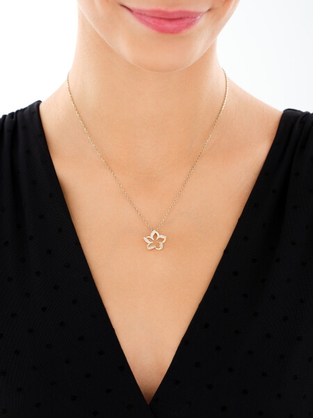 14 K Rhodium-Plated Yellow Gold Pendant with Diamonds - 0,02 ct - fineness 14 K