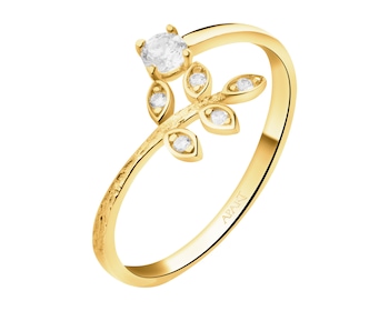 8 K Yellow Gold Ring with Cubic Zirconia