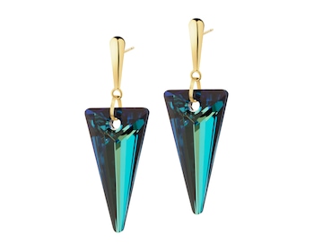 8 K Yellow Gold Dangling Earring with Synthetic Crystal