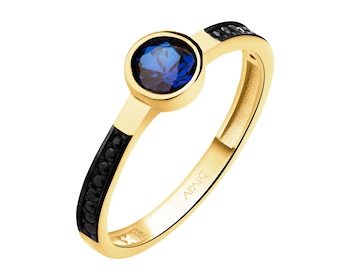 333 Yellow Gold/Black Rhodium Ring with Cubic Zirconia