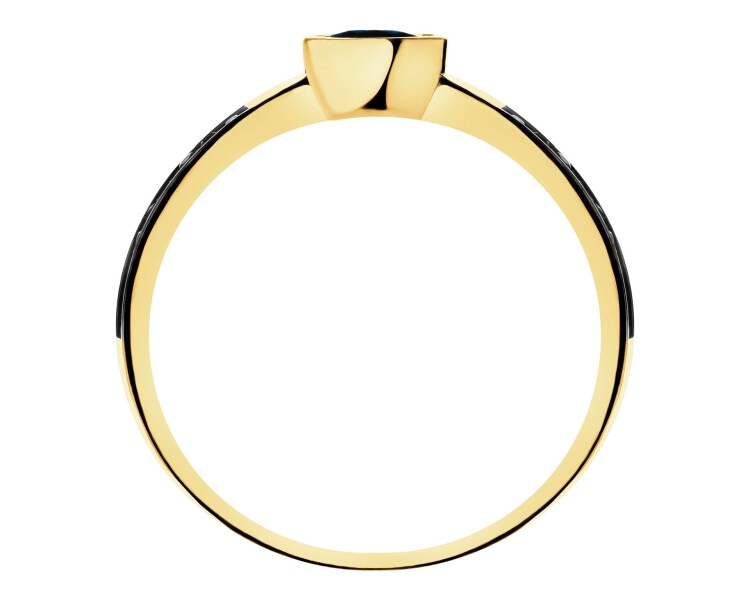 333 Yellow Gold/Black Rhodium Ring with Cubic Zirconia