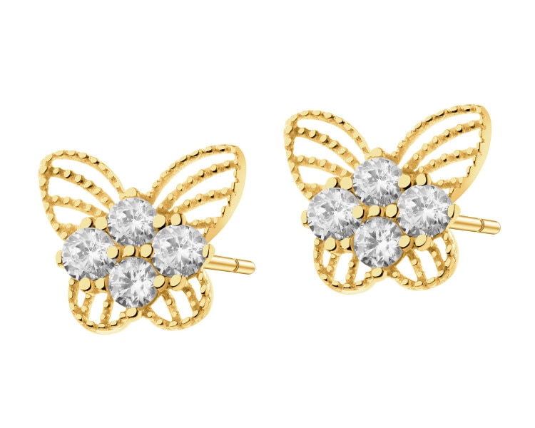 9 K Yellow Gold Earrings with Cubic Zirconia