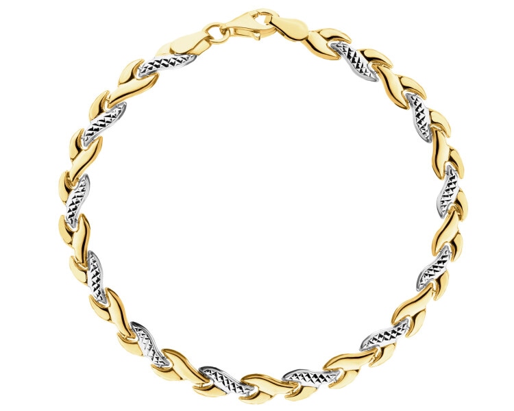 14 K Rhodium-Plated Yellow Gold Bracelet 