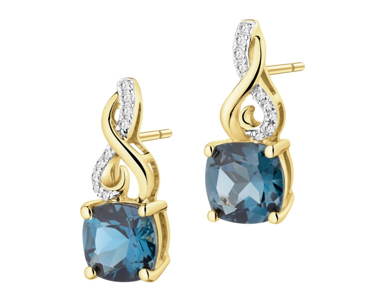 14 K Rhodium-Plated Yellow Gold Earrings - fineness 14 K