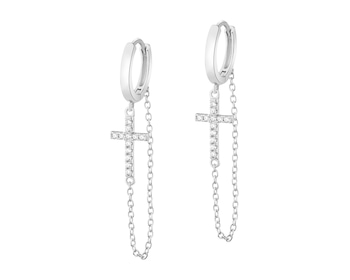 Rhodium Plated Silver Dangling Earring with Cubic Zirconia