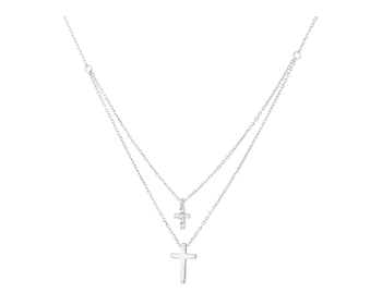 Rhodium Plated Silver Necklace with Cubic Zirconia