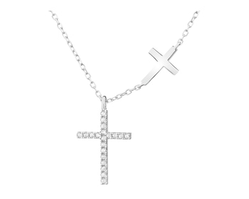 Rhodium Plated Silver Necklace with Cubic Zirconia