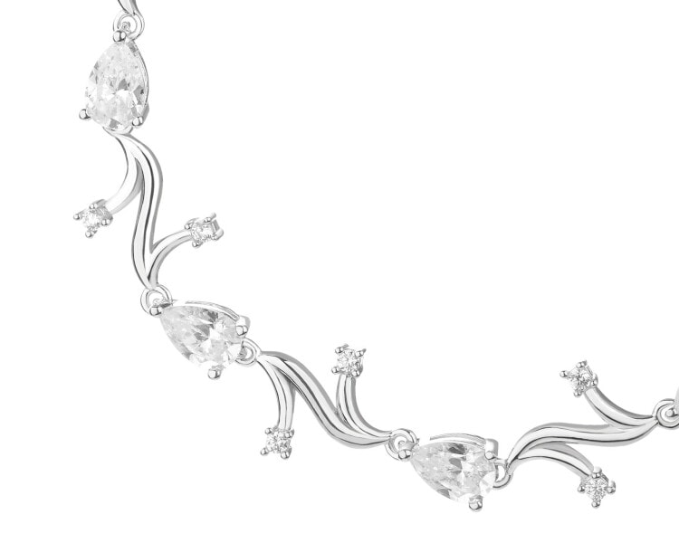 Rhodium Plated Silver Bracelet with Cubic Zirconia