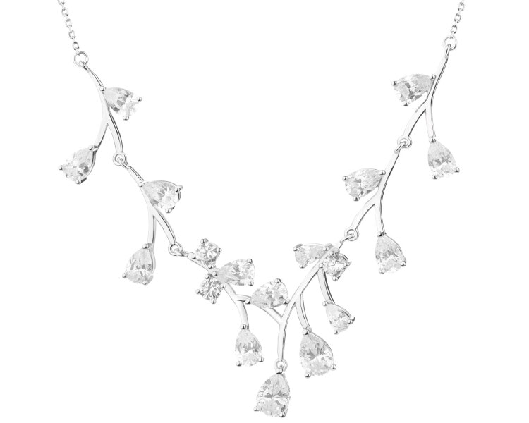 Rhodium Plated Silver Necklace with Cubic Zirconia