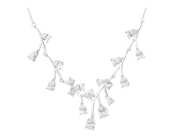 Rhodium Plated Silver Necklace with Cubic Zirconia