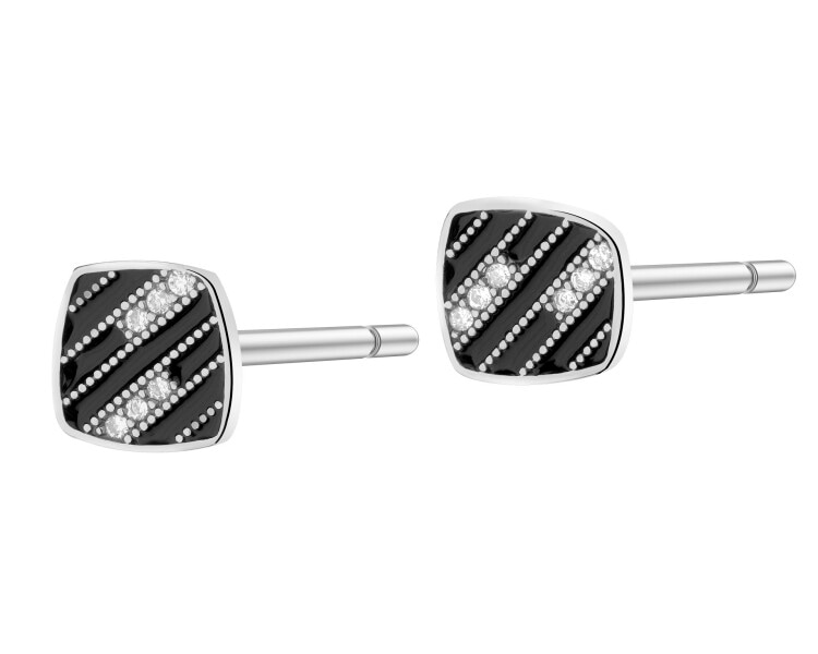 Rhodium Plated Silver Earrings with Cubic Zirconia