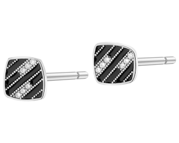 Rhodium Plated Silver Earrings with Cubic Zirconia