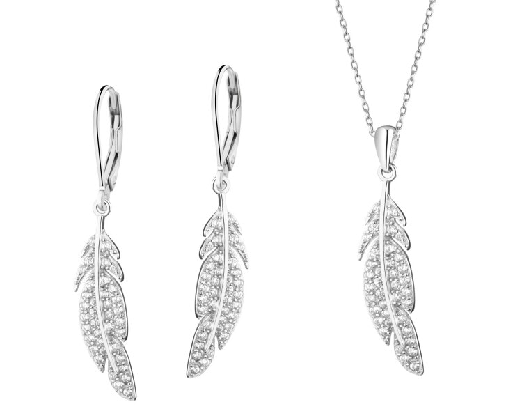 Rhodium Plated Silver Set with Cubic Zirconia