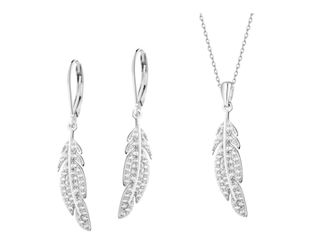 Rhodium Plated Silver Set with Cubic Zirconia