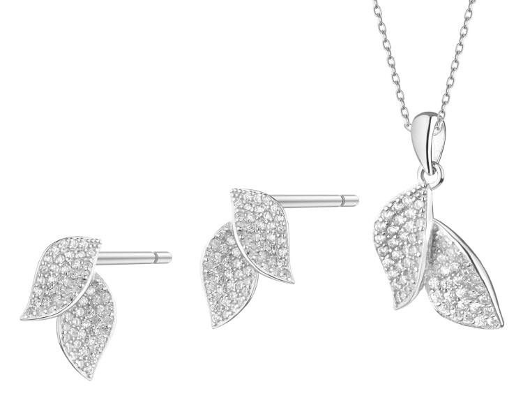 Rhodium Plated Silver Set with Cubic Zirconia