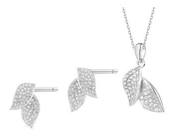 Rhodium Plated Silver Set with Cubic Zirconia