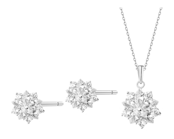 Rhodium Plated Silver Set with Cubic Zirconia