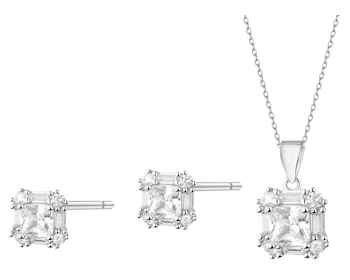 Rhodium Plated Silver Set with Cubic Zirconia