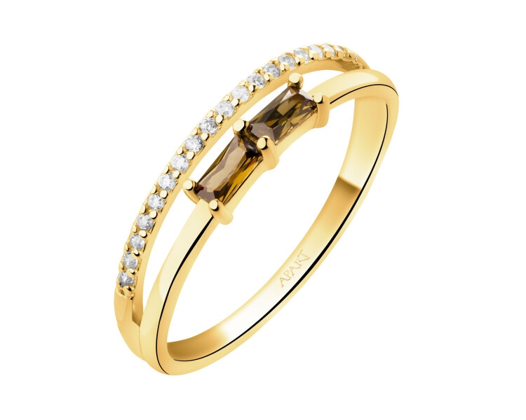 14 K Yellow Gold Band Ring with Synthetic Olivine