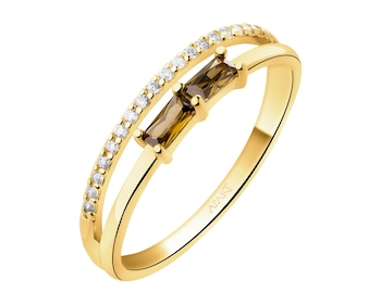 14 K Yellow Gold Band Ring with Synthetic Olivine