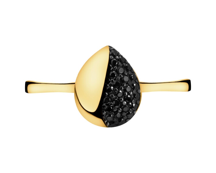 585 Yellow Gold/Black Rhodium Ring with Cubic Zirconia