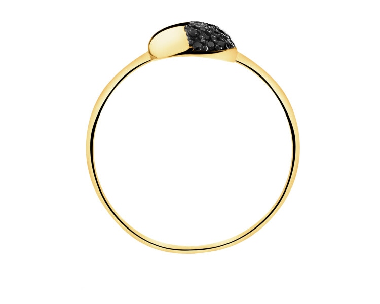 585 Yellow Gold/Black Rhodium Ring with Cubic Zirconia