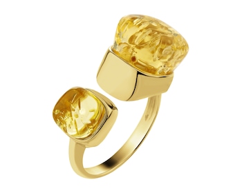 Gold-Plated Silver Ring with Amber