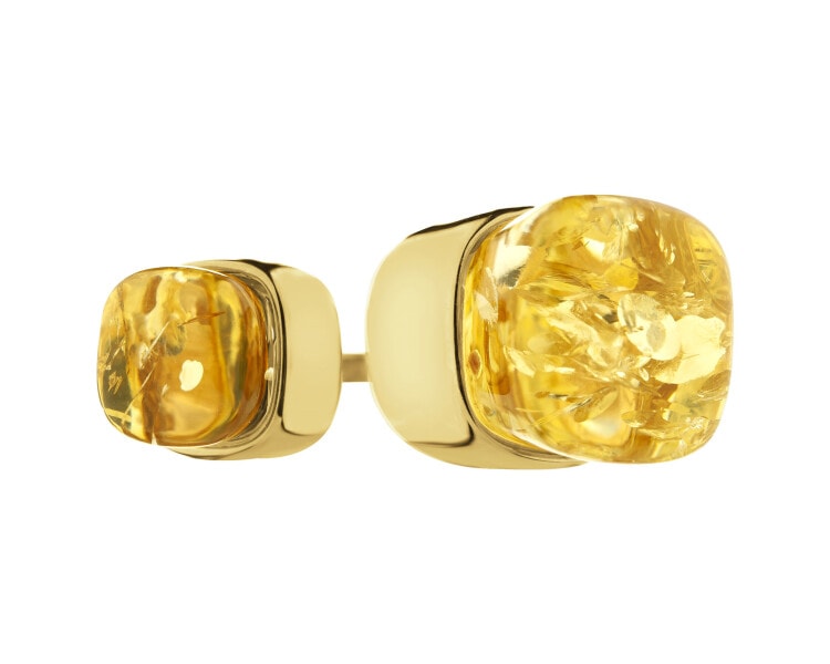 Gold-Plated Silver Ring with Amber