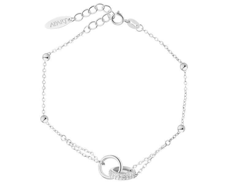 Rhodium Plated Silver Bracelet with Cubic Zirconia