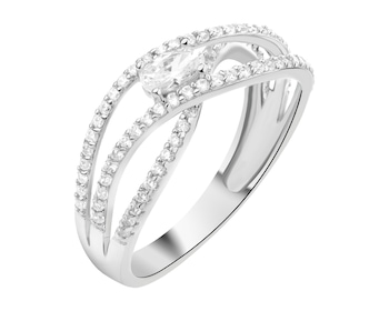 Rhodium Plated Silver Ring with Cubic Zirconia