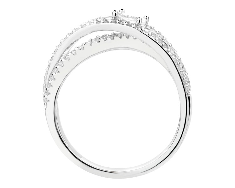 Rhodium Plated Silver Ring with Cubic Zirconia