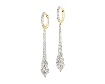 Rhodium-Plated Yellow Gold Earrings - 1,22 ct - fineness 14 K