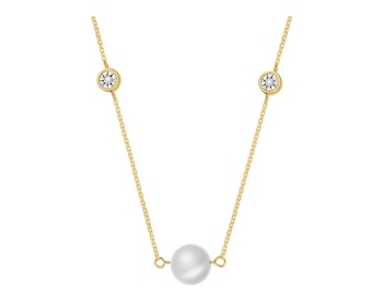 Yellow and white gold Pearl Necklace - fineness 375