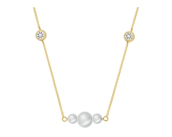 Yellow and white gold Pearl Necklace - fineness 585