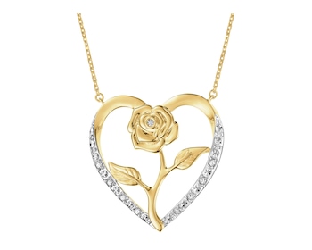 Yellow Gold Necklace with Diamonds - 0,03 ct - fineness 9 K