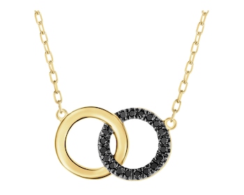 9 K Yellow Gold Necklace with Black Diamond, Treateds - 0,05 ct - fineness 9 K