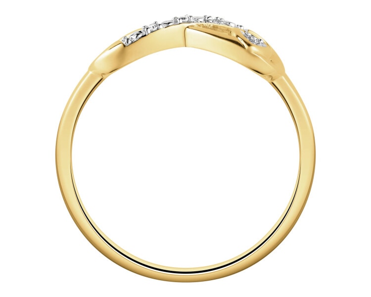 9 K Rhodium-Plated Yellow Gold Ring with Diamonds - 0,01 ct - fineness 9 K
