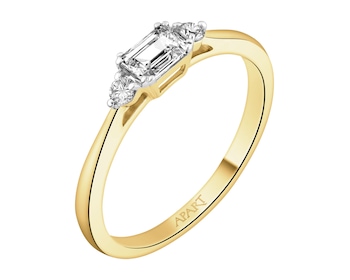 14 K Rhodium-Plated Yellow Gold Ring  - 0,38 ct - fineness 14 K