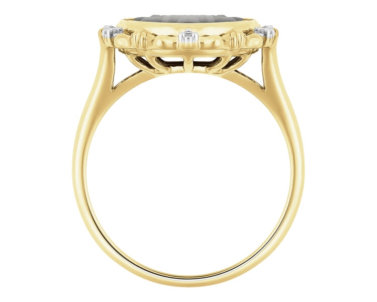 14 K Rhodium-Plated Yellow Gold Ring - fineness 14 K